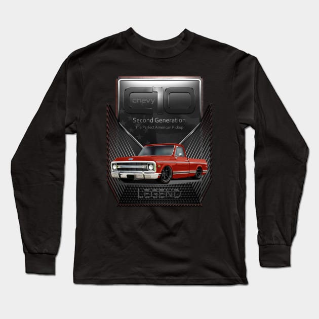 C10 Chevy Long Sleeve T-Shirt by hardtbonez